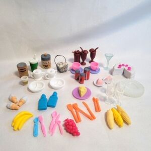 Dollhouse Miniatures Mixed Lot of 54 Pieces Food Dishes Utensils